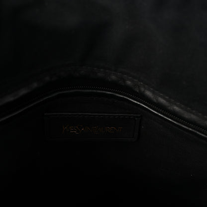 Saint Laurent Calfskin Snakeskin Oversized Muse Satchel Black Beige 6 of 9