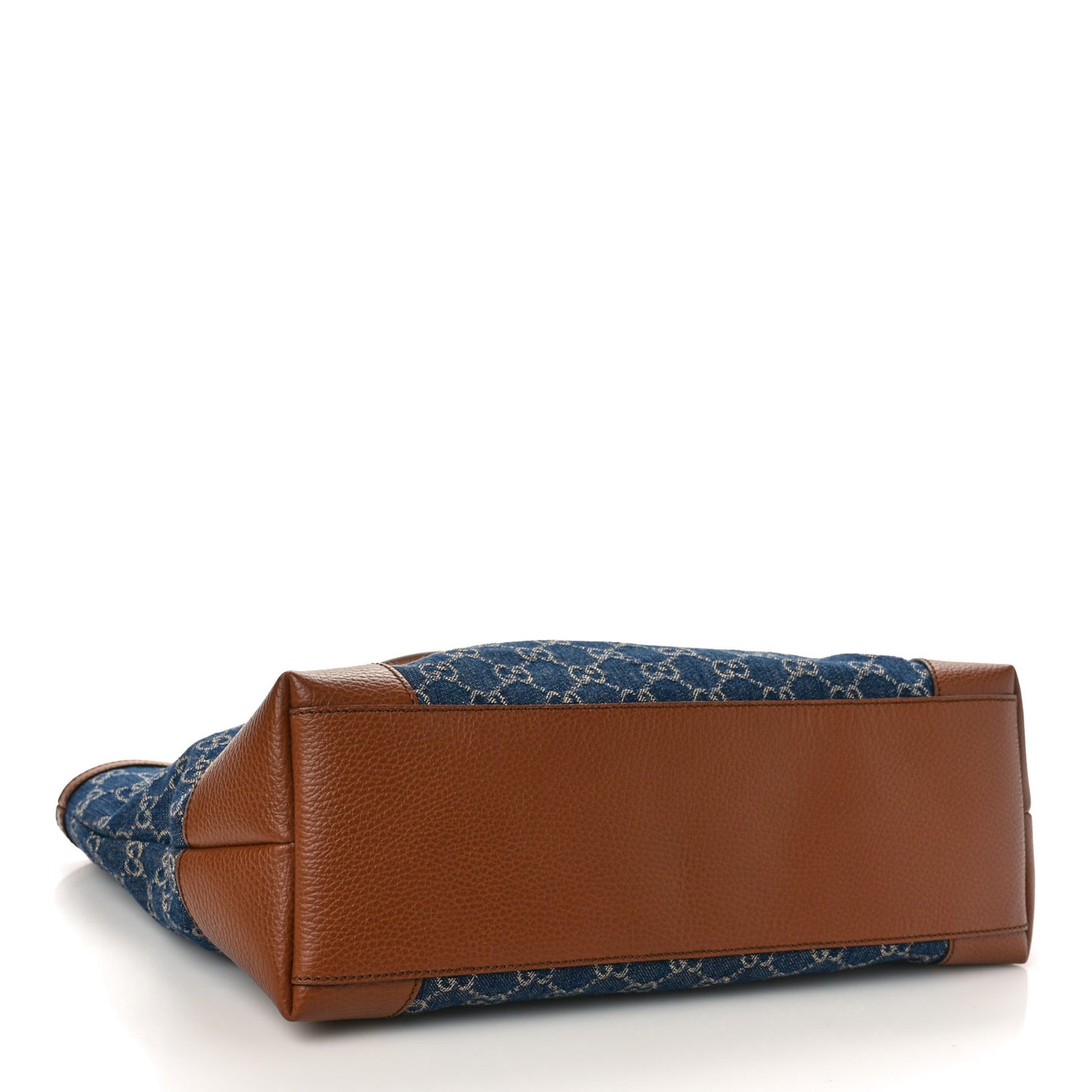 New Denim GG Monogram Medium Ophidia Shopping Tote Blue Tea Cuir