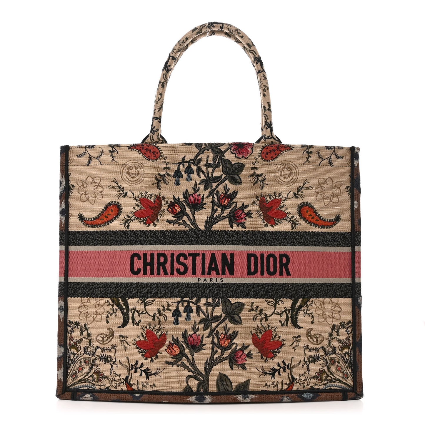 Canvas Embroidered Large Broderie Dior Flowers Book Tote Multicolor
