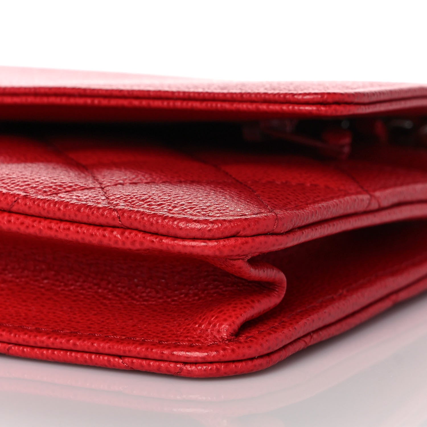 Chanel Grained Calfskin Quilted CC Box Wallet On Chain WOC Red 9 of 11