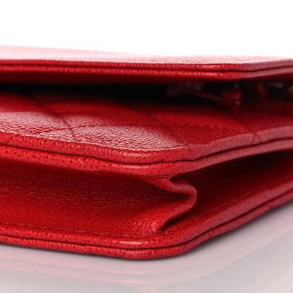 Chanel Grained Calfskin Quilted CC Box Wallet On Chain WOC Red 9 of 11