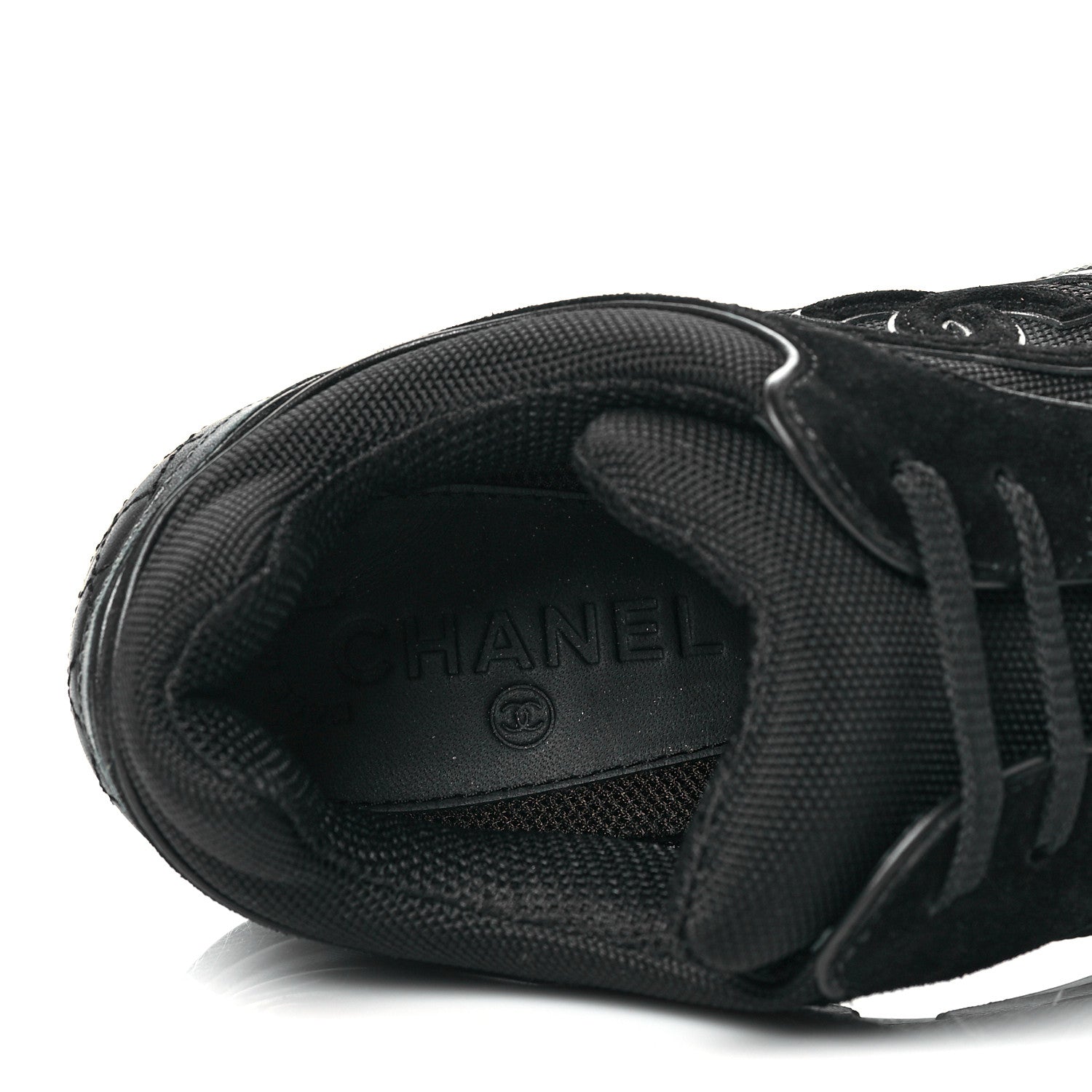 Chanel Toile Suede Calfskin CC Sneakers 40.5 Black 7 of 8