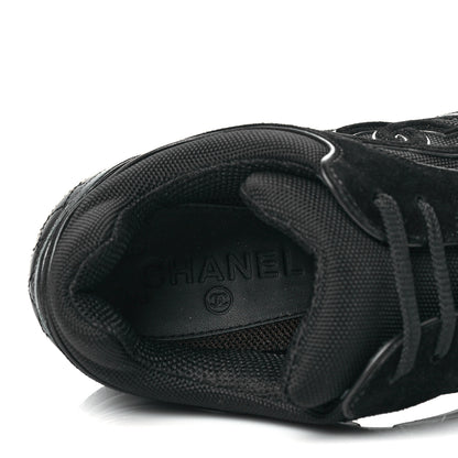 Chanel Toile Suede Calfskin CC Sneakers 40.5 Black 7 of 8