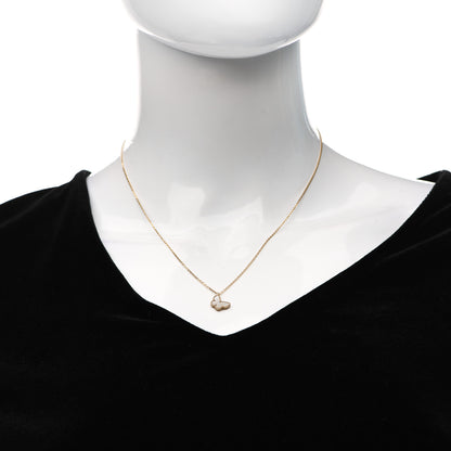 Van Cleef & Arpels 18K Yellow Gold Mother of Pearl Sweet Alhambra Butterfly Pendant Necklace 2 of 6