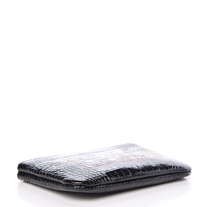 Chanel Calfskin Crocodile Embossed Cocodile Cosmetic Case Black Gold 4 of 7
