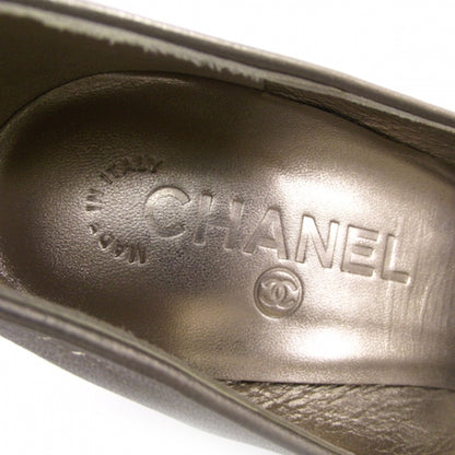 Chanel Leather CC Bow Pumps 36.5 C Black Gold 6 of 7