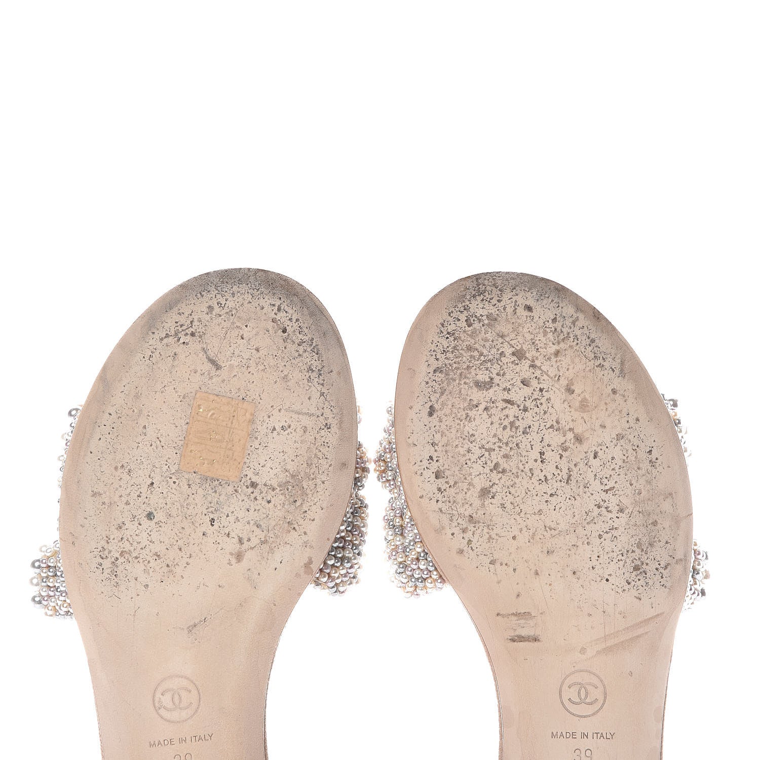 Chanel Lambskin Pearl Cord CC Mules 39 Beige 8 of 8