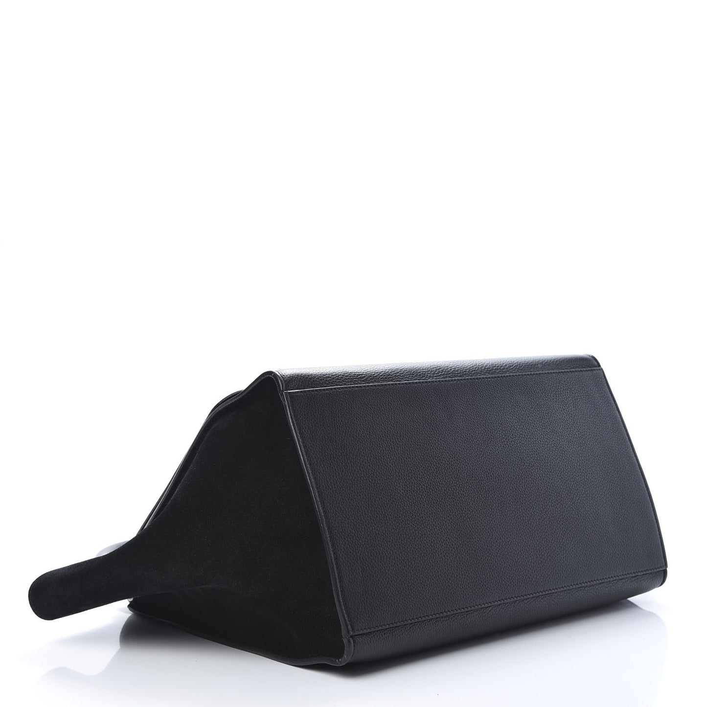 Drummed Calfskin Suede Large Trapeze Black