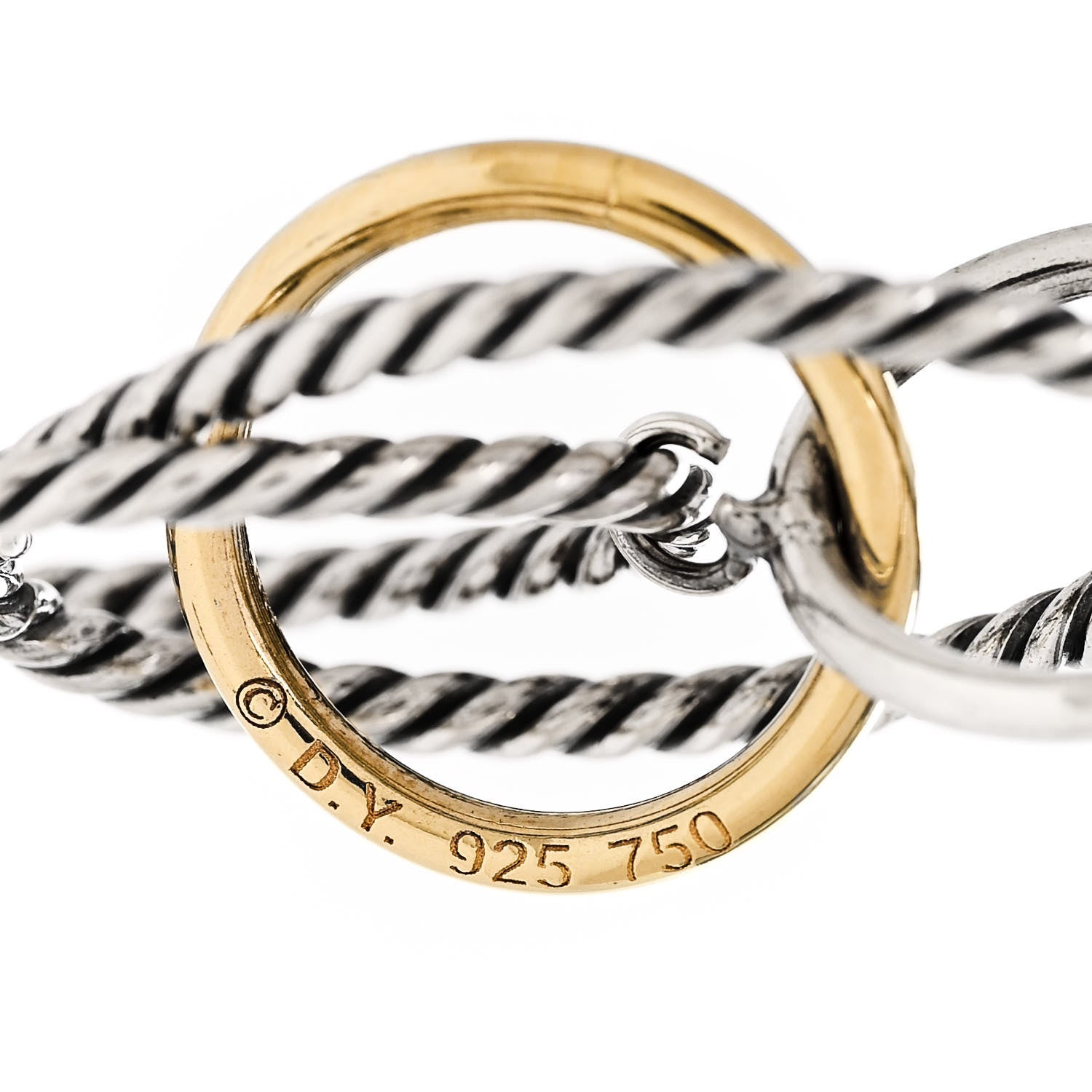 David Yurman Sterling Silver 18K Yellow Gold Mobile Oval Drop Earrings 4 of 4