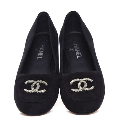 Chanel Kid Suede CC Flats 37.5 Black 5 of 13