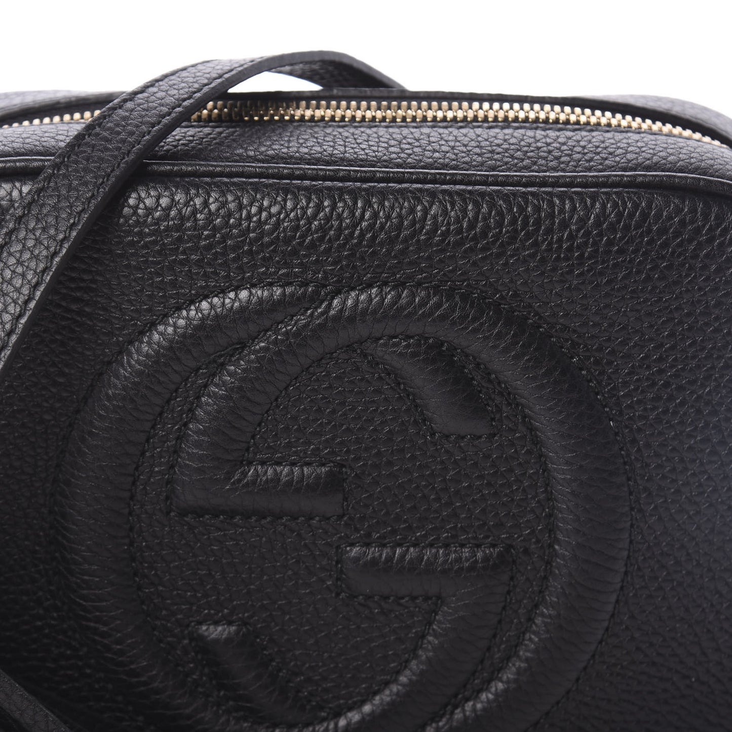 Pebbled Calfskin Small Soho Disco Bag Black