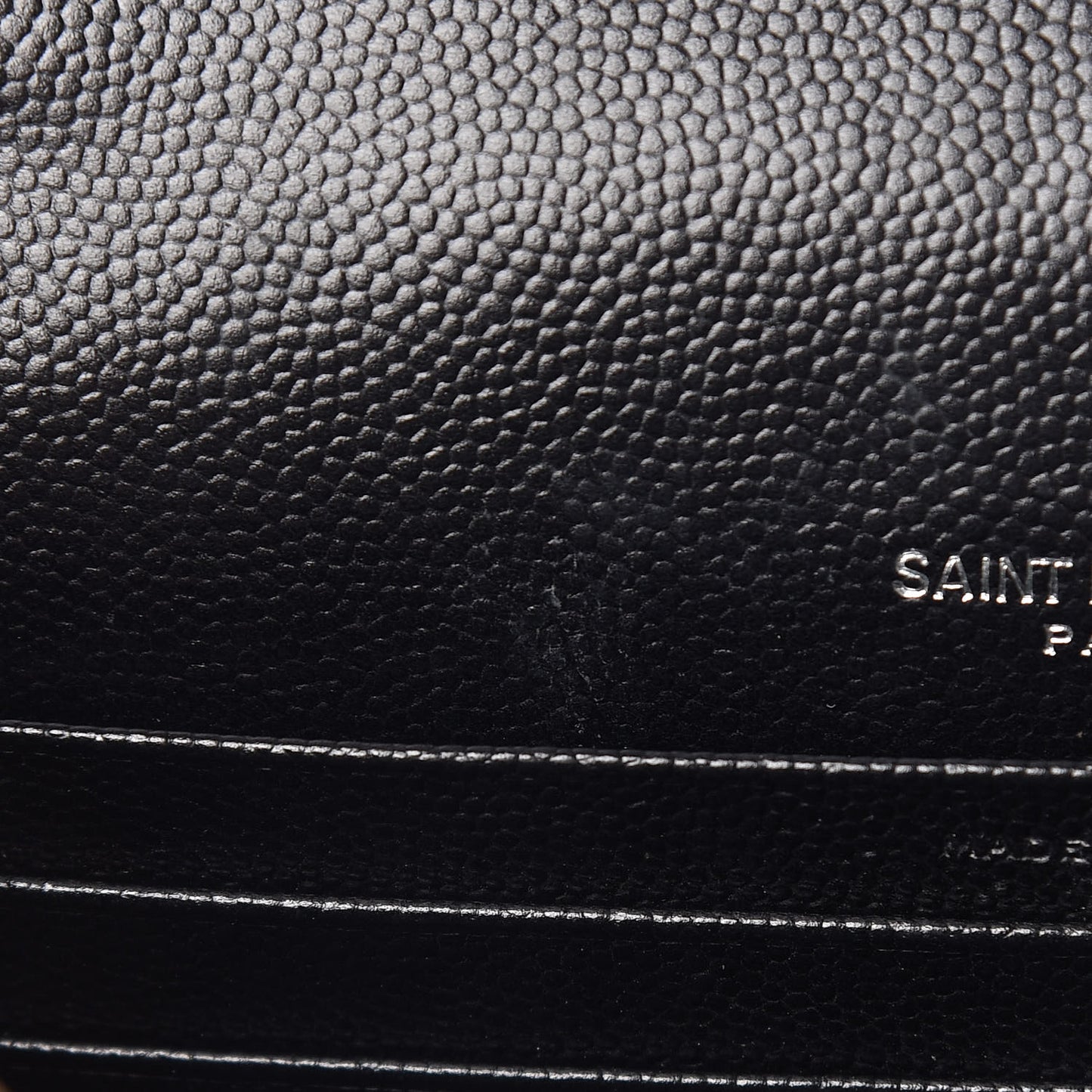 Grain De Poudre Matelasse Chevron Monogram Envelope Chain Wallet Black