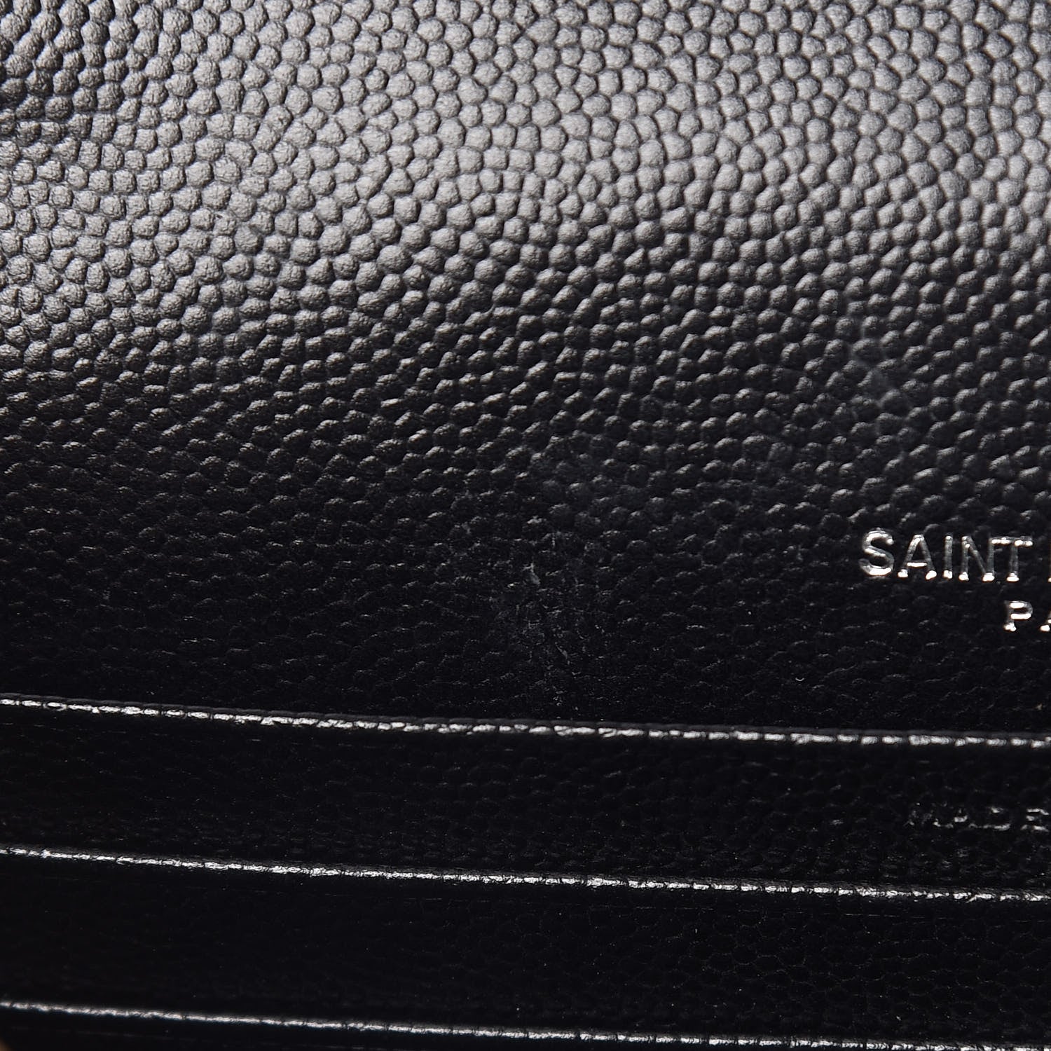 Saint Laurent Grain De Poudre Matelasse Chevron Monogram Envelope Chain Wallet Black 12 of 13