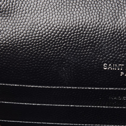Saint Laurent Grain De Poudre Matelasse Chevron Monogram Envelope Chain Wallet Black 12 of 13