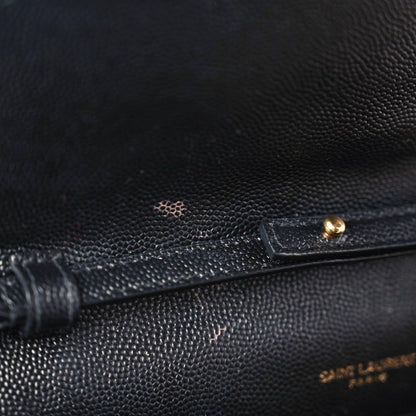 Saint Laurent Grain De Poudre Matelasse Chevron Monogram Chain Wallet Black 13 of 14
