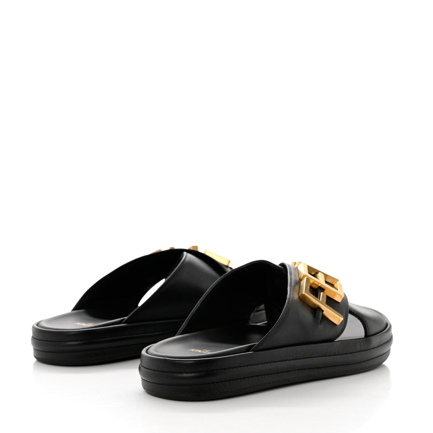 Vitello Womens Fendigraphy Slide Sandals 40 Black