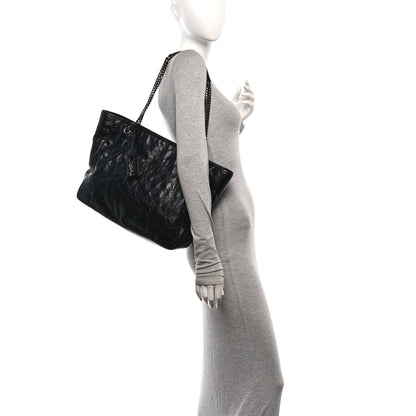 Saint Laurent Crinkled Calfskin Matelasse Monogram Large Niki Shopping Tote Bag Black 2 of 11