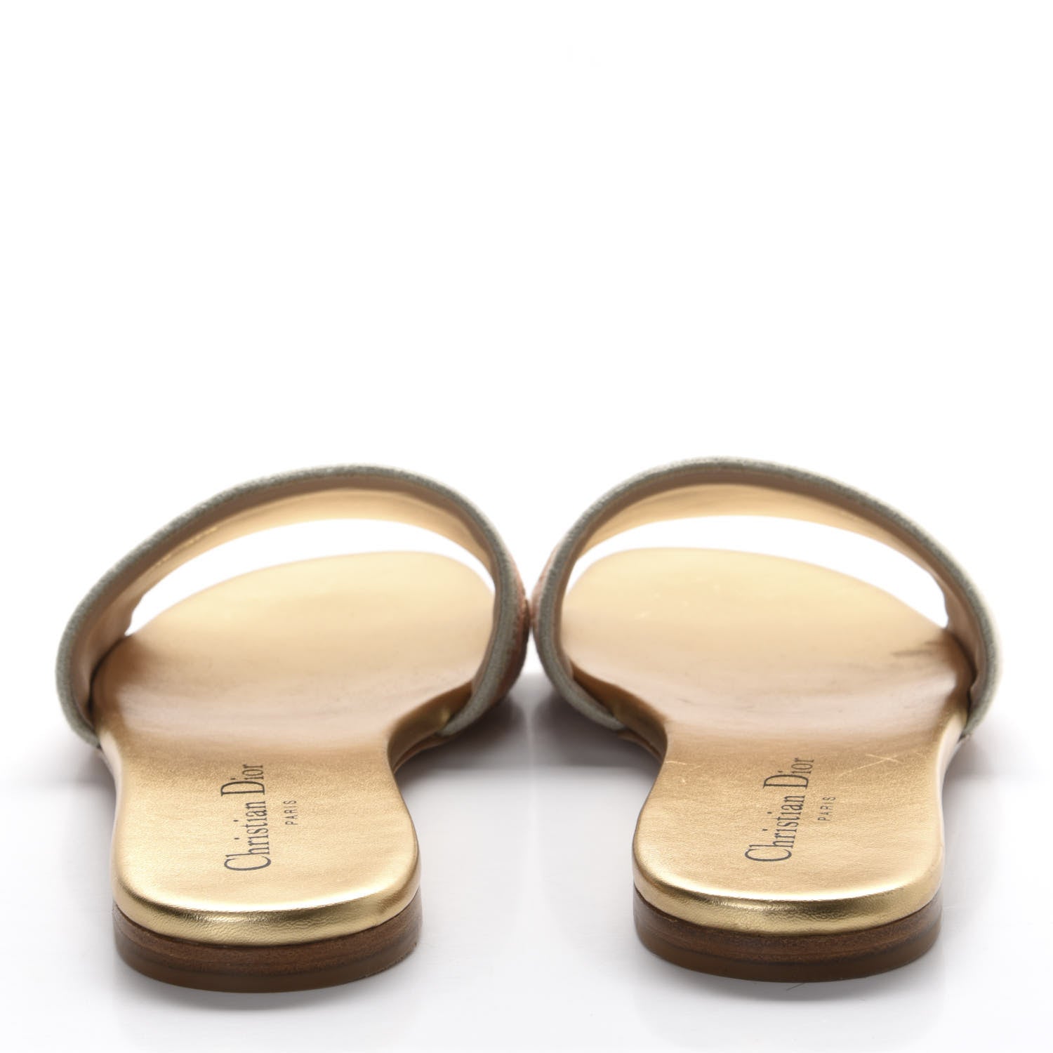 Christian Dior Cotton Embroidered Dway Mules Slide Sandals 37.5 Platinum 5 of 9