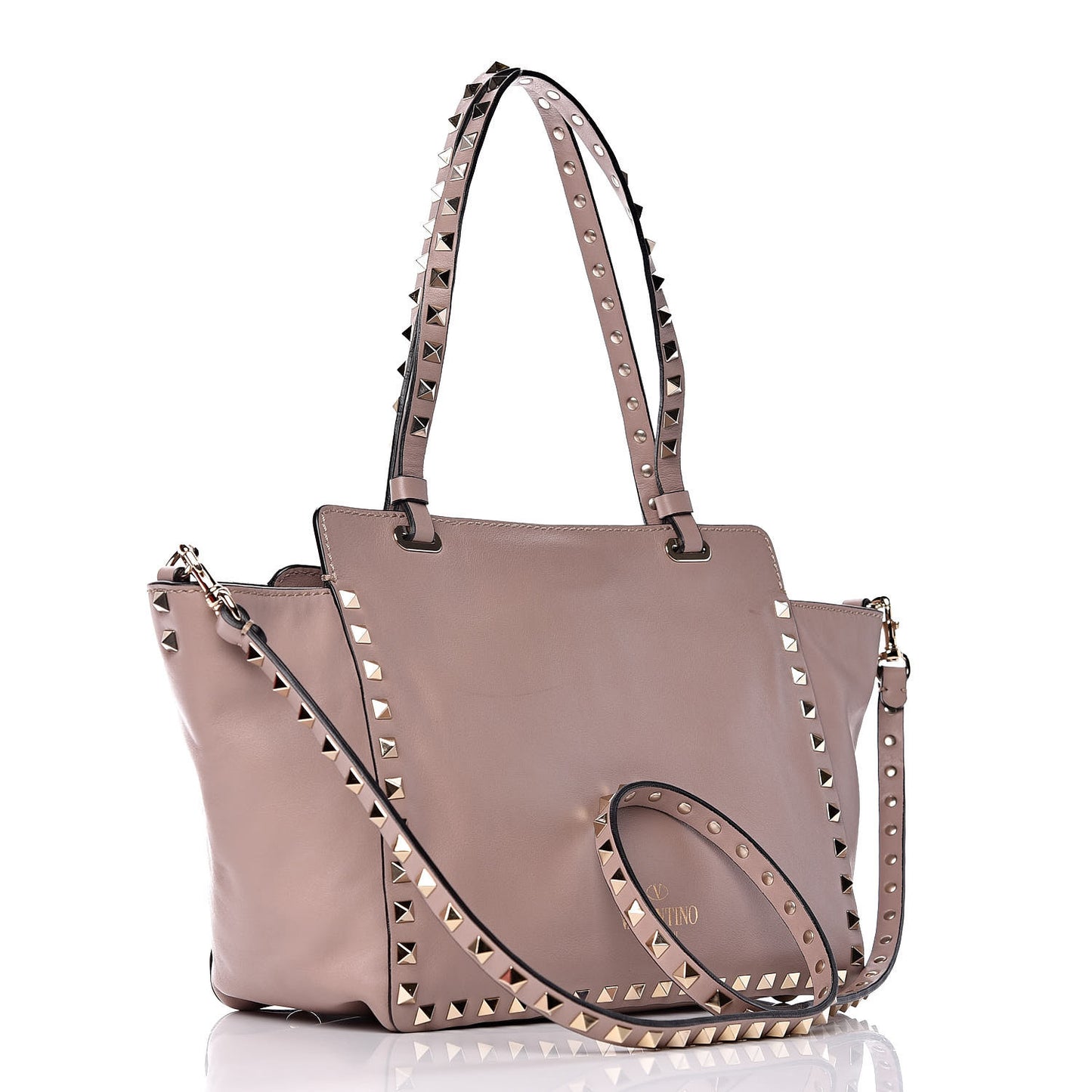 Vitello Small Rockstud Tote Poudre