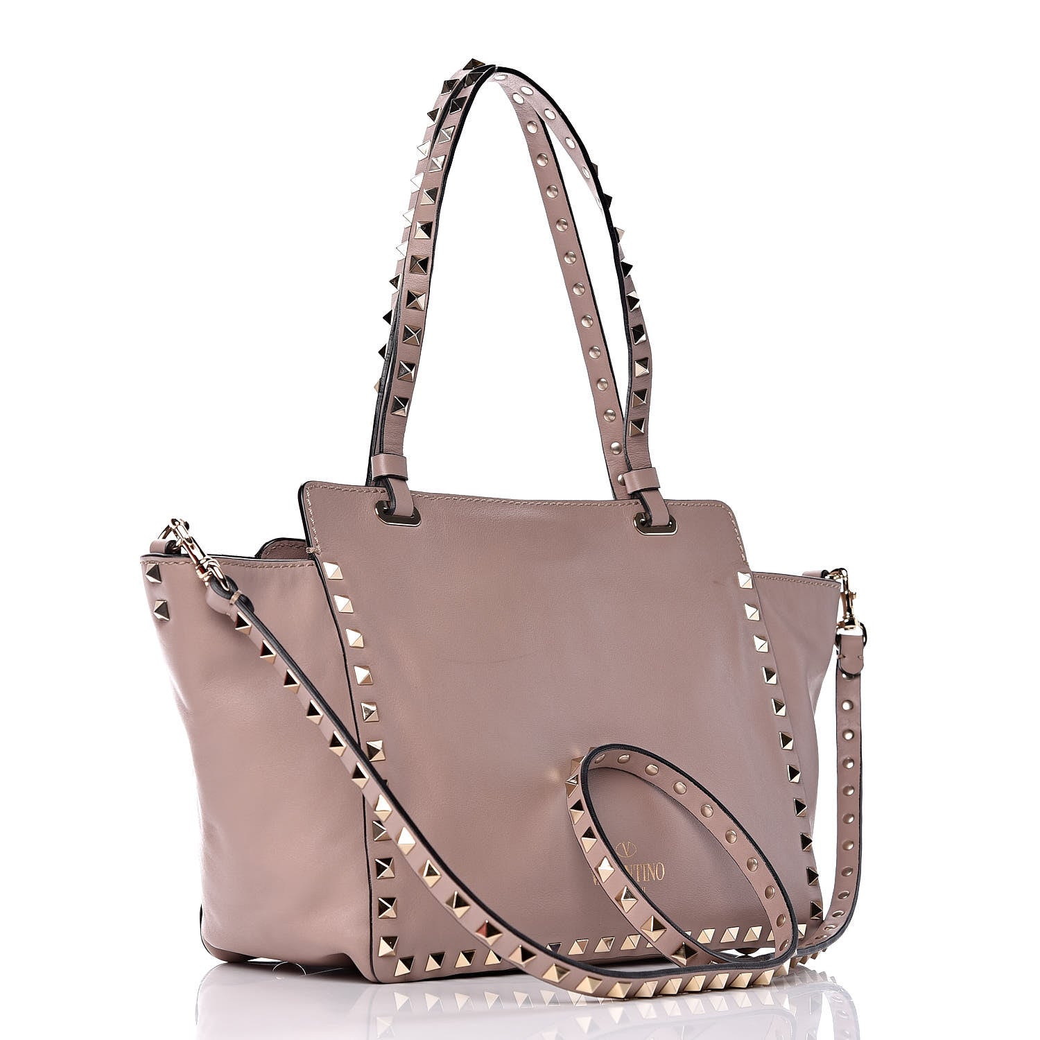 Valentino Garavani Vitello Small Rockstud Tote Poudre 3 of 12