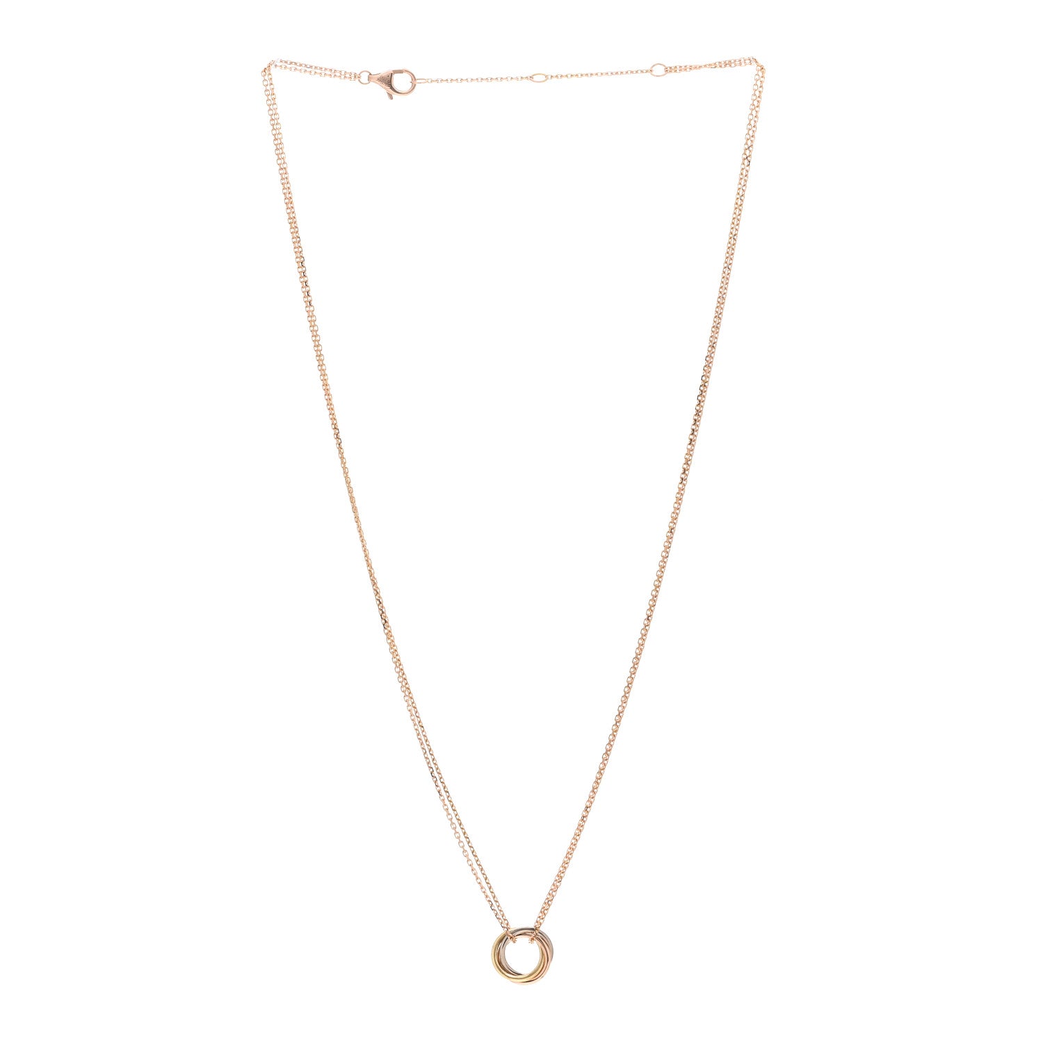 Cartier 18K Pink Yellow White Gold Trinity Double Chain Pendant Necklace 3 of 4