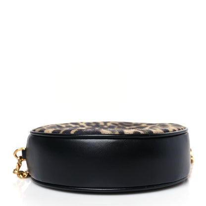 Saint Laurent Smooth Calfskin Suede Leopard Print Round Vinyle Camera Bag Black 4 of 10
