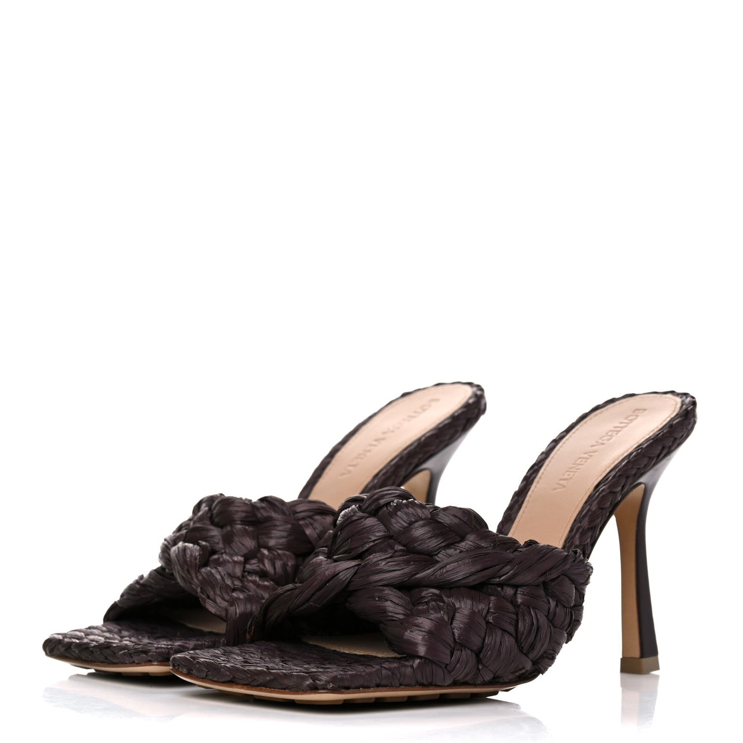 Raffia Twisted Intrecciato Stretch Mule Sandals 35 Bitter Chocolate