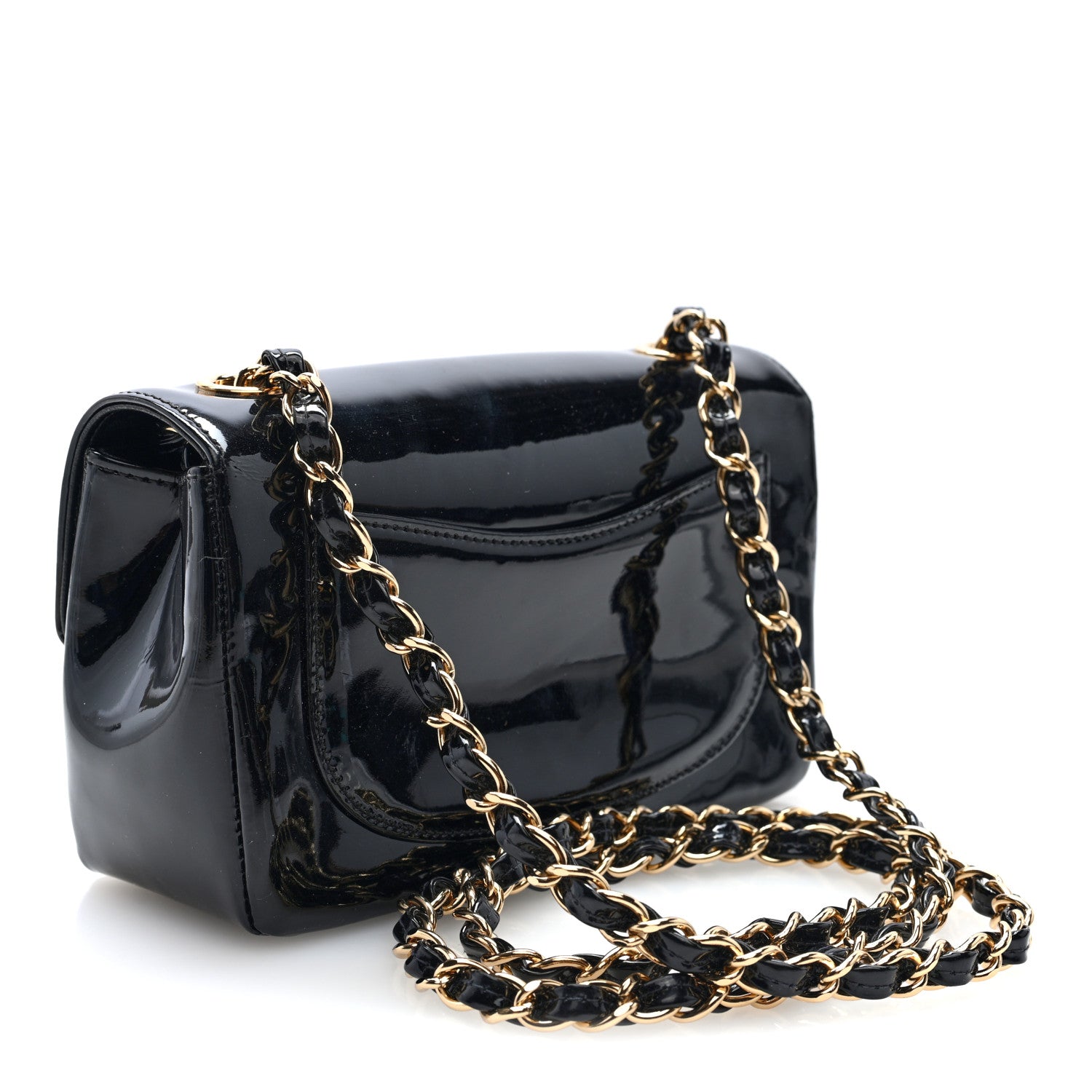Chanel Patent Calfskin Small Camellia Flap Black 3 of 10