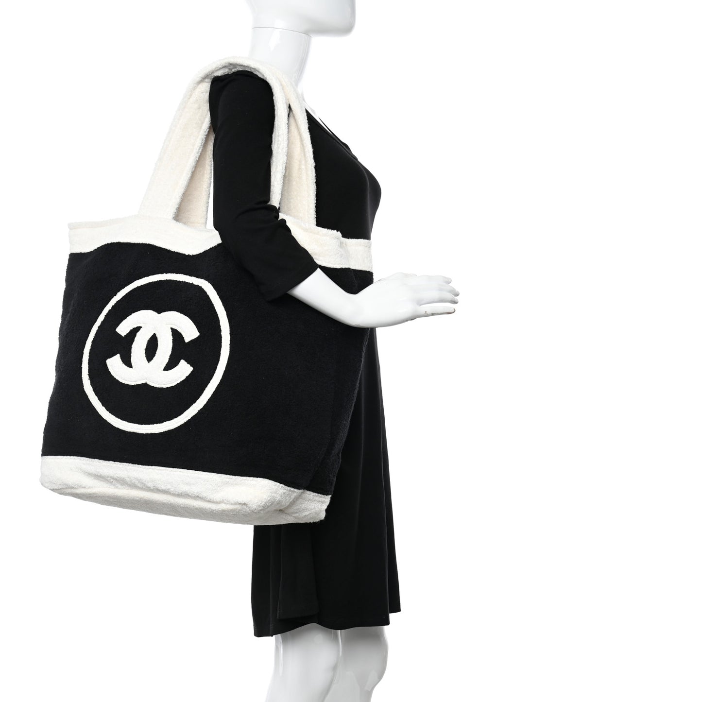 Terry Cotton CC Beach Tote Towel Set Black White