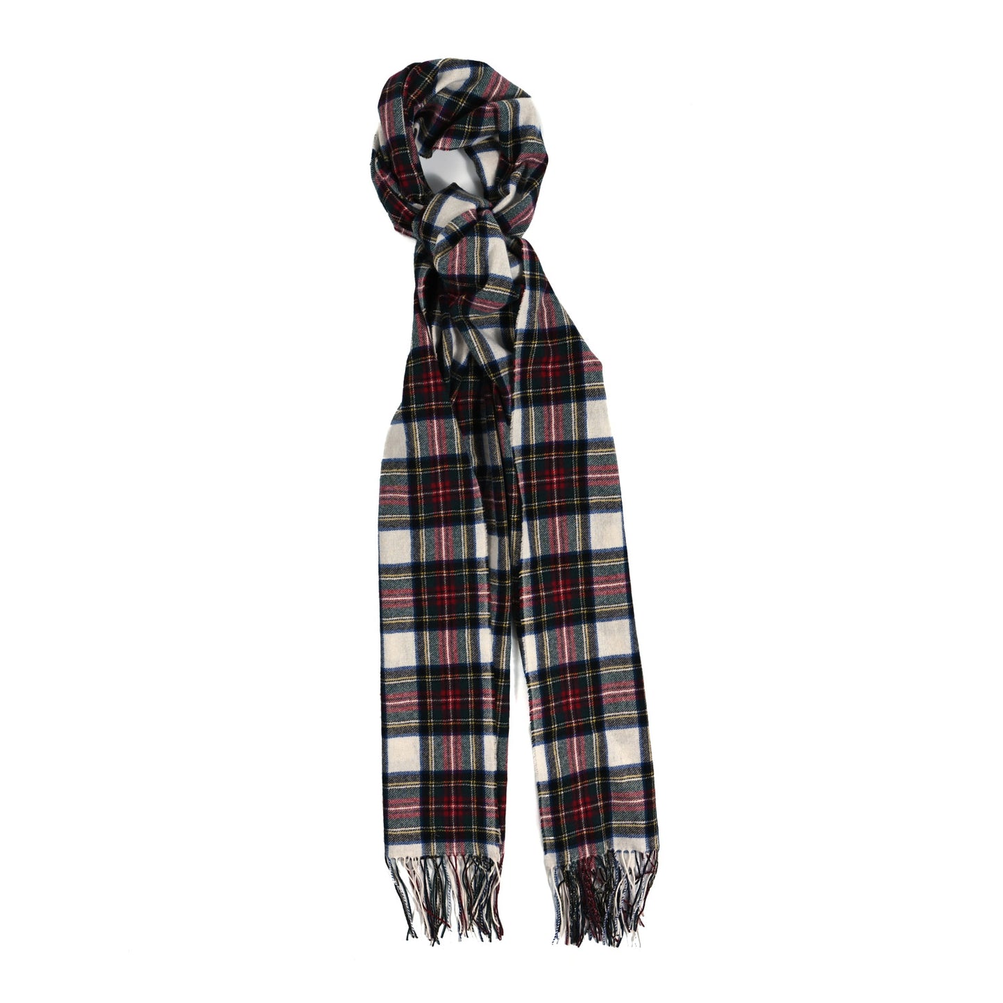 Wool Cashmere Tartan Oversized Filcoupe White Multicolor