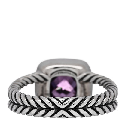 David Yurman Sterling Silver Diamond Amethyst 7mm Petite Albion Ring 54 7 4 of 5