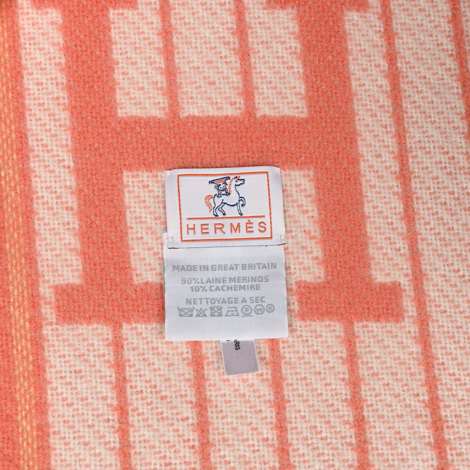 Hermes Wool Cashmere Avalon Cabriole Blanket Melon 3 of 3