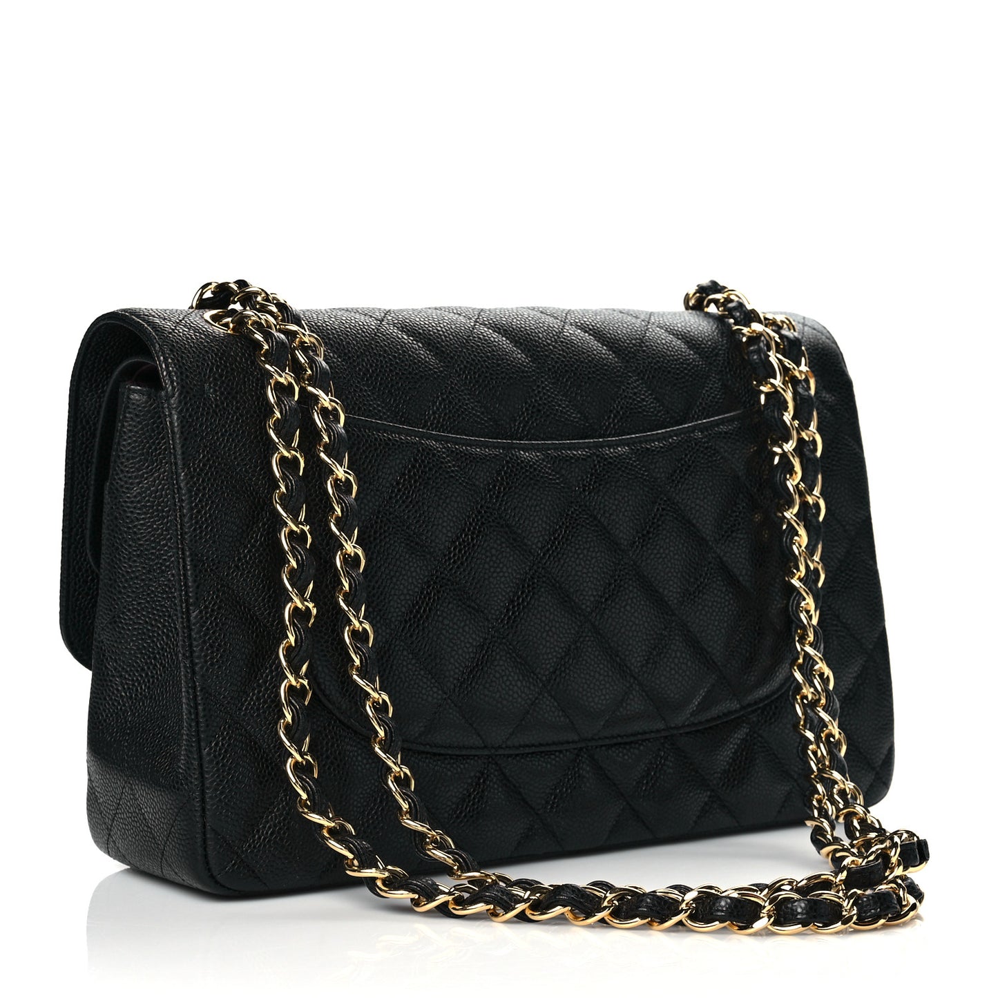 Caviar Quilted Jumbo Double Flap Black