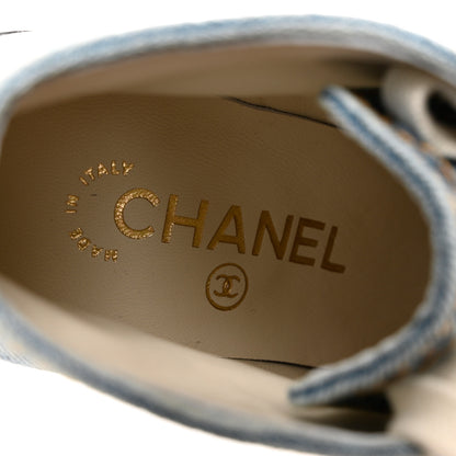 Chanel Denim Lace Up Boots 35 Light Blue 7 of 9