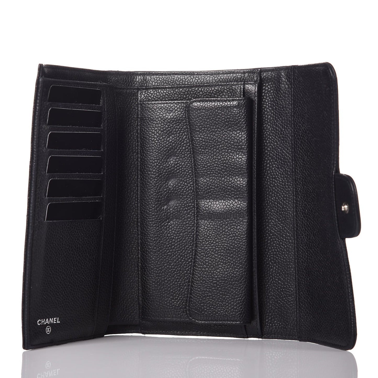 Caviar Quilted Large Flap Wallet Black