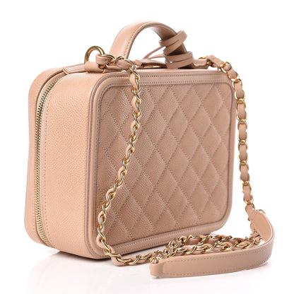 Chanel Caviar Quilted Medium CC Filigree Vanity Case Beige 3 of 12