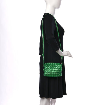 Bottega Veneta Metallic Calfskin Intrecciato Mini Loop Camera Bag Green 2 of 8