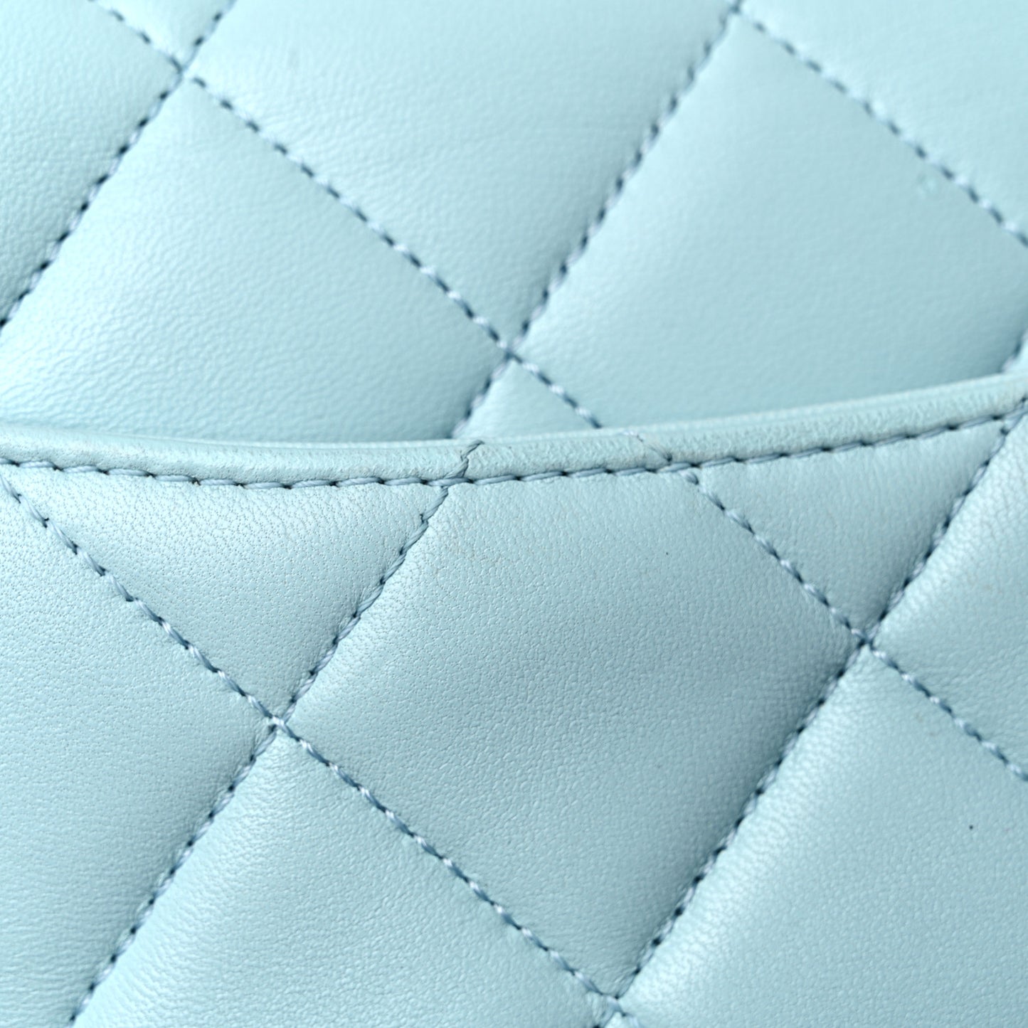 Lambskin Quilted Small Trendy CC Flap Dual Handle Bag Light Blue