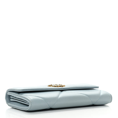 Chanel Lambskin Quilted Chanel 19 Flap Wallet Light Blue 3 of 9