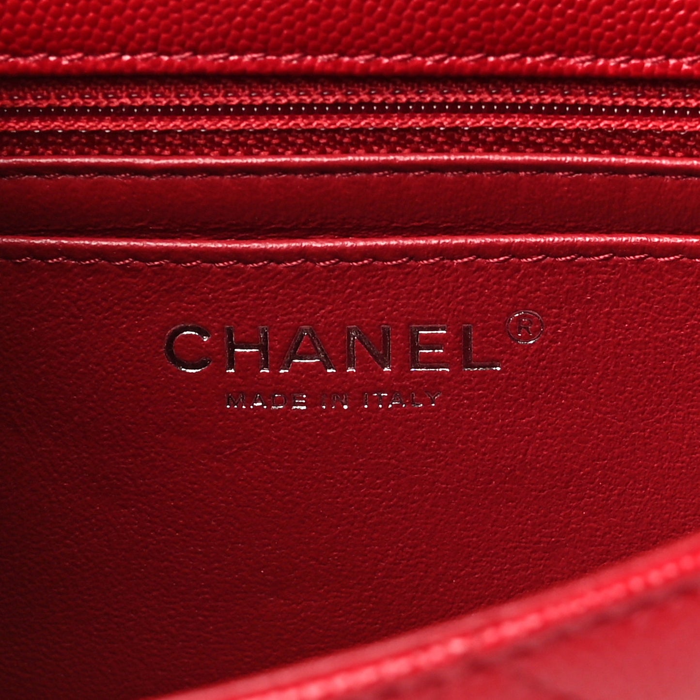 Caviar Quilted Mini Rectangular Flap Red