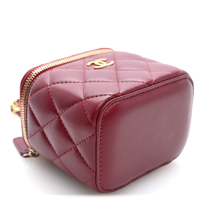 Chanel Lambskin Quilted Mini Top Handle Vanity Case With Chain Burgundy 4 of 10