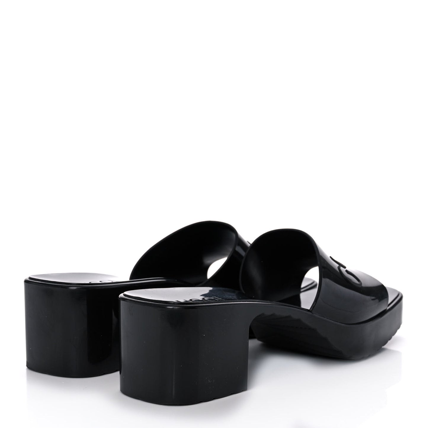 Rubber Gucci Logo Womens Platform 20/60mm Slide Sandals 39 Black