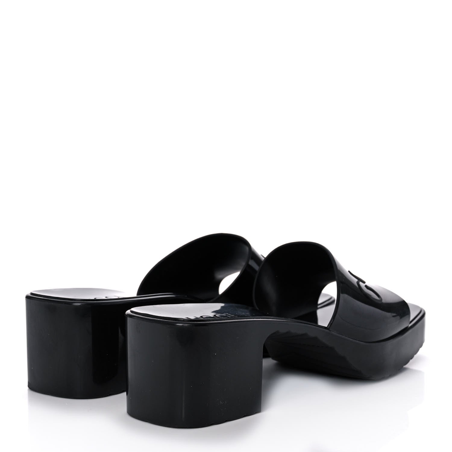 Gucci Rubber Gucci Logo Womens Platform 20/60mm Slide Sandals 39 Black 4 of 8