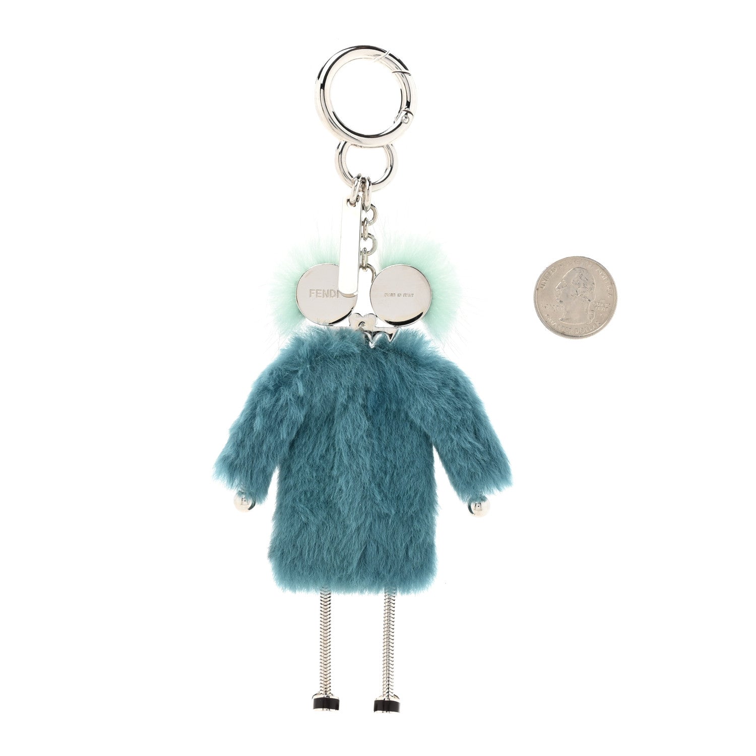 Fendi Rabbit Fur Witches Charm Deep Green Orange Black 2 of 4