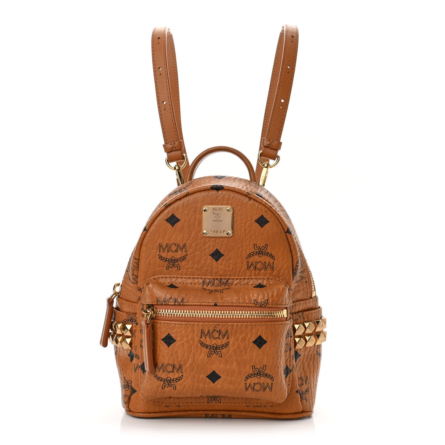 MCM Visetos Side Stud X-Mini Stark Backpack Cognac 1 of 10