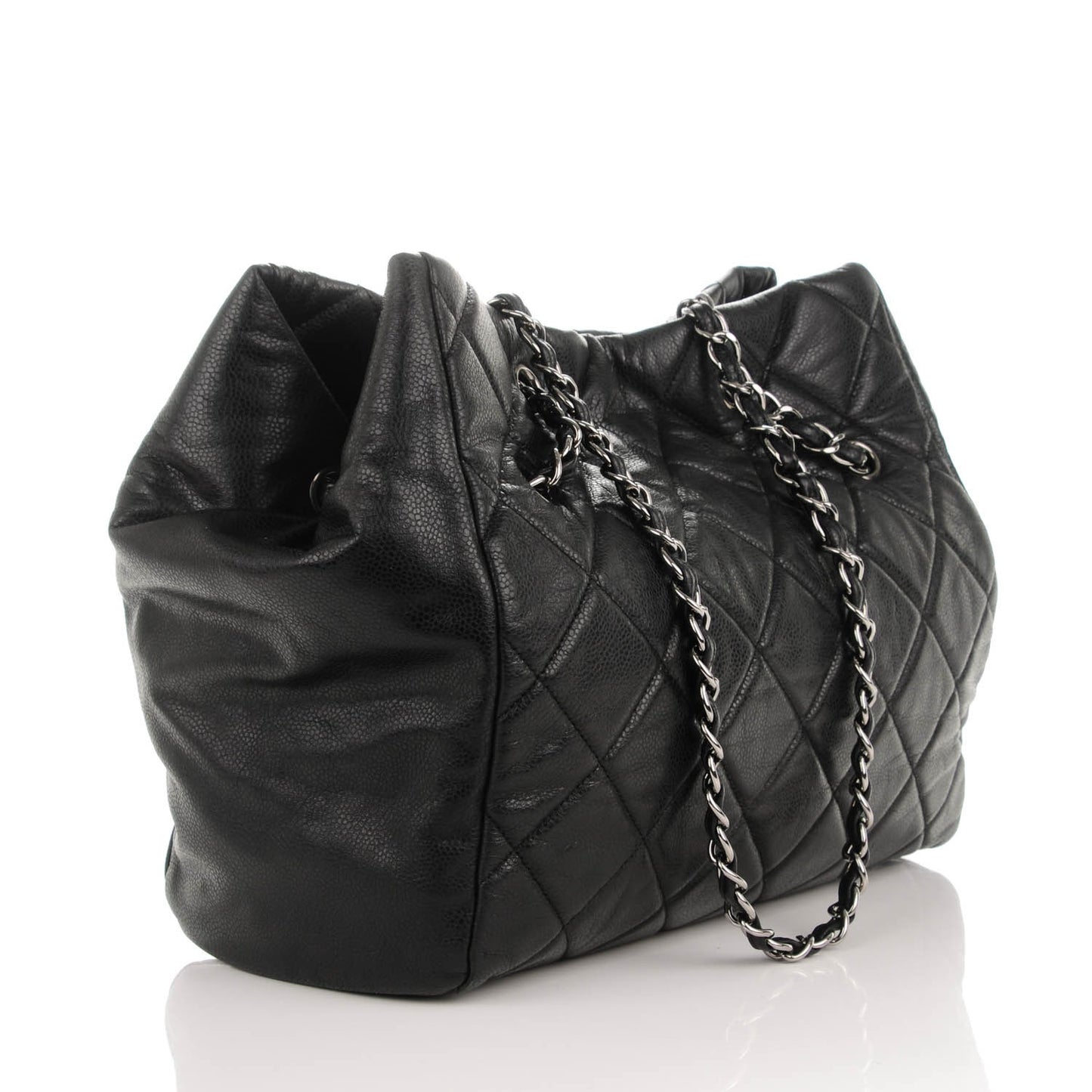 Soft Caviar Quilted Large Cells Tote Black