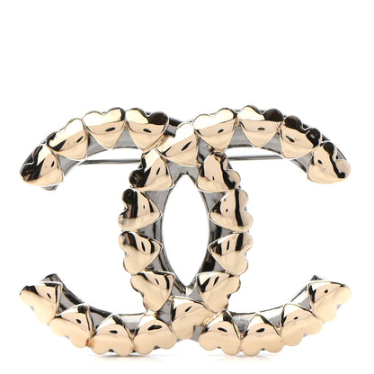 Chanel Metal CC Heart Brooch Gold Silver 1 of 4