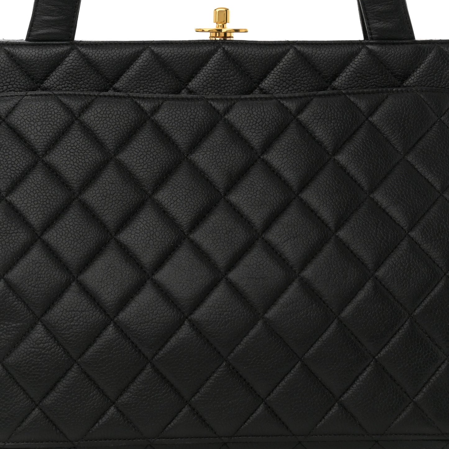 Caviar Quilted Frame Shoulder Bag Black