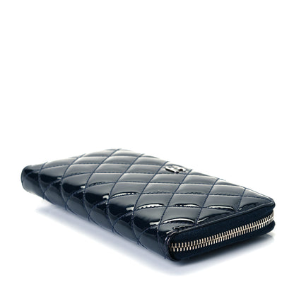 Chanel Patent Calfskin Quilted Large Gusset Zip Around Wallet Blue 5 of 7