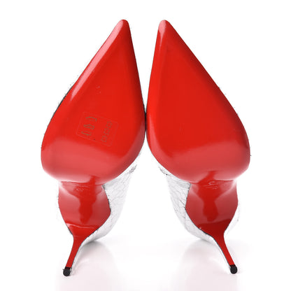 Christian Louboutin Calfskin Craquele So Kate Booty 110 Ankle Boots 40 Silver 5 of 8
